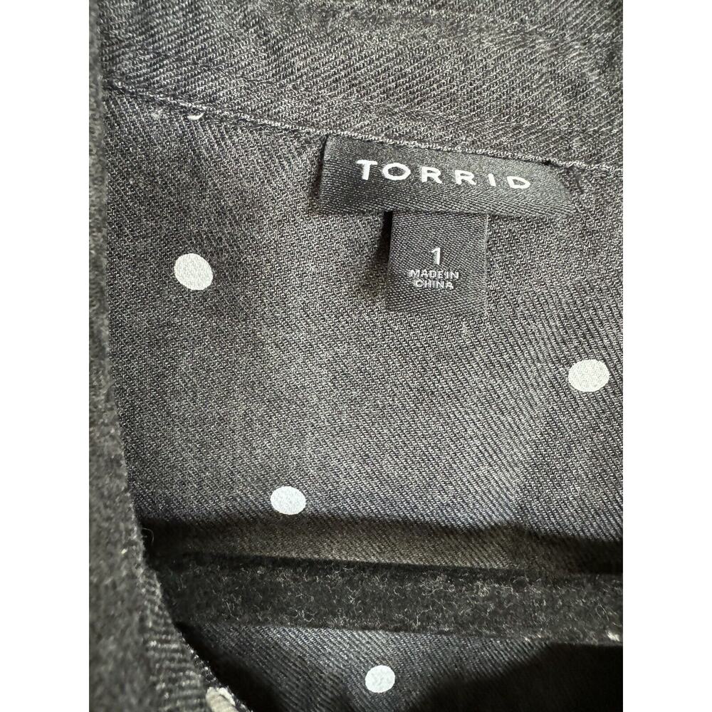 Torrid Womens Blouse Sz 1 1X 14 16 Taylor Gray Polka Dot Relaxed Fit Button Up - Picture 8 of 9